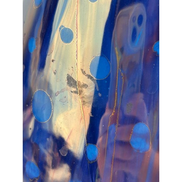 Vintage Tanaka Blue & Purple Iridescent Ceramic Pottery Vase Shiny READ - Picture 5 of 14